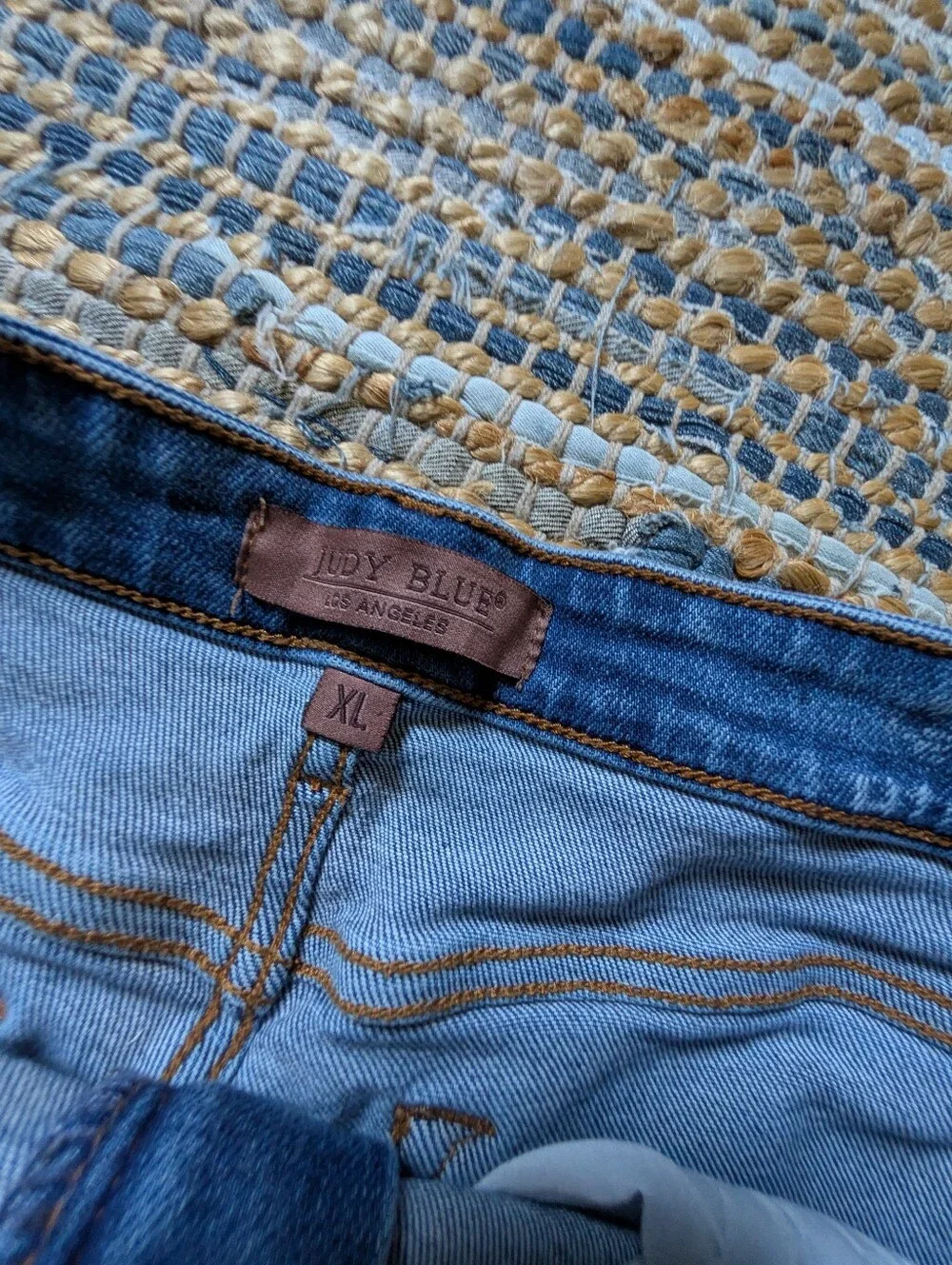 Judy Blue Denim Bermuda Shorts XL High Rise Raw Hem Stretch Cutoff Y2K